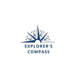 logo in shades of blue featuring the top half of a compass with north, east, and west directions, with the website name displayed in bold letters underneath.